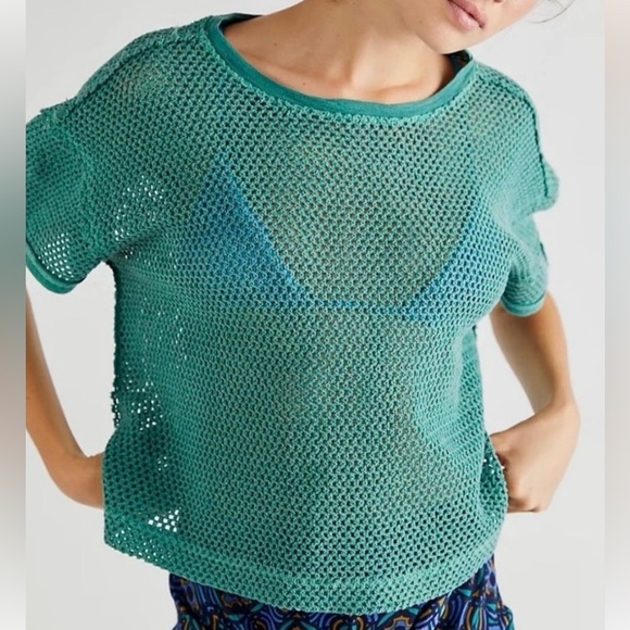 We The Free Tops - Green Mesh Knit Women's Top